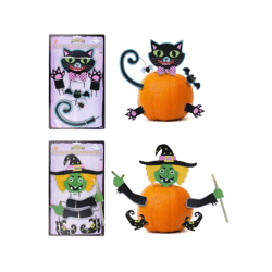 Holz Kürbis Deko-Set, 2 verschiedene Designs, Halloween