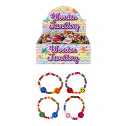 Holz-Lächeln-Armband, 16 cm, verschiedene Farben, umweltfreundliche Holzperlen, modisches Accessoire