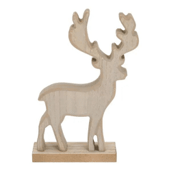 Holz-Rentier auf Fuß, 16 cm hoch – Rustikale, charmante Dekofigur