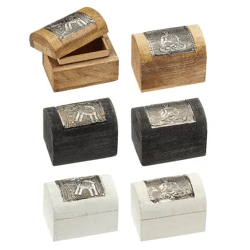 Holz-Schatztruhe mit Motiv, ca. 8cm x 5,5cm | Antik-Stil Erinnerungsbox