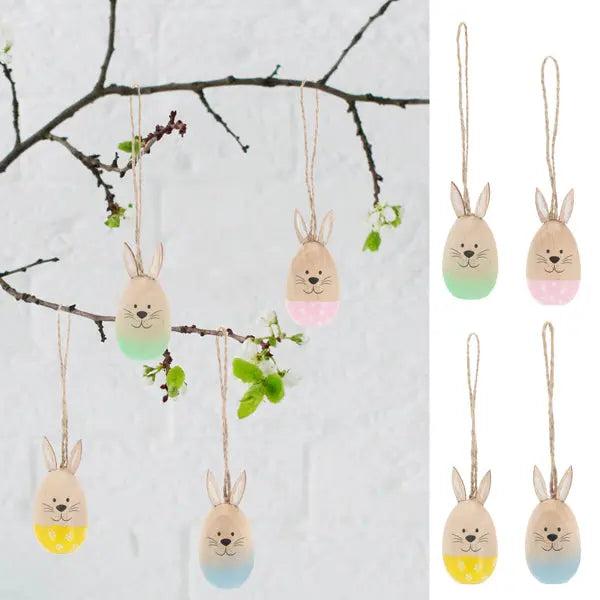 Holzanh&auml;nger Osterhase in Eiform, 4er-Set, ca. 3x6 cm
