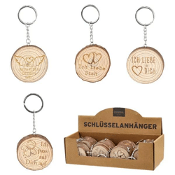 Holzscheiben-Schlüsselanhänger, 4er Set - Natürliches Accessoire für den Alltag