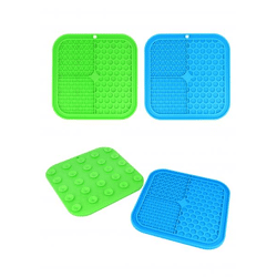 Hundeleckmatte 20x20x1,2 cm - 2 sortierte rutschfeste Leckmatten für Hunde