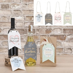 Inspirierende Wimpel Geschenkanhänger mit Sprüchen, 4er-Set, ca. 9x14 cm