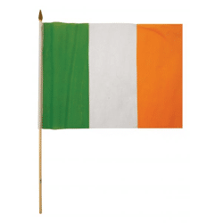 Irish hand flag, 45 x 30 cm, nylon with wooden stick, durable national banner of Ireland