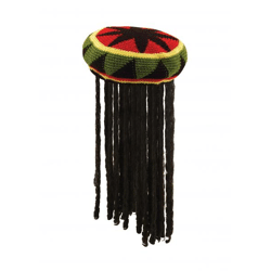 Jamaikanischer Hut mit Haaren, Deluxe-Erwachsene – Rasta-Anziehzubehör