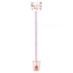 Junggesellenabschied-Schnapsglas „Willy“ mit 90 cm langer Perlenkette
