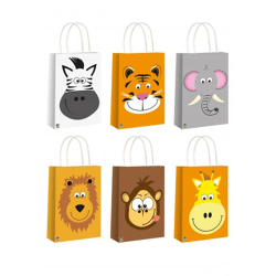 Jungle Faces Tasche mit Griff, 14x21x7 cm, 6 Sorten