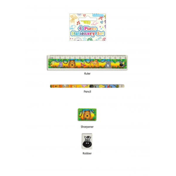 Jungle Schreibgeschirr-Set, 4-teilig – inkl. Notizbuch, Stift, Radierer, Lineal für abenteuerlustige Kinder