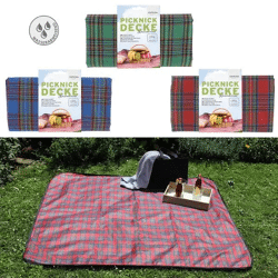 Karierte Picknickdecken im 3er-Set, Faltbar, 150x130 cm, für Draußen
