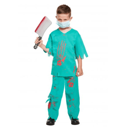 Kinder Blutiger Chirurg Kostüm Groß (10-12 Jahre) - Ideal für Halloween