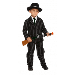 Kinder Gangster Kostüm Schwarz: Mittlere Größe 7-9 Jahre, Klassisches Mafia-Outfit Für Kinder