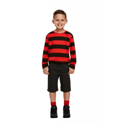 Kinder gestreiftes Top Rot/Schwarz, Mittel, 7-9 Jahre