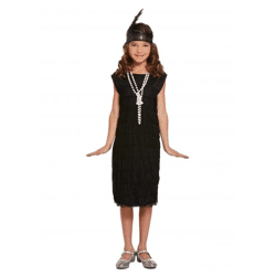 Kinderkostüm Flapper Mädchen Schwarz, 1920Er Jahre Stil, Größe M (7-9 Jahre)