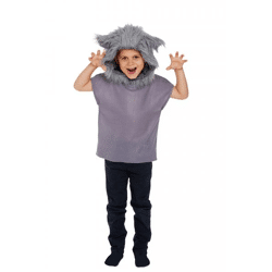 Kinderkostüm Wolf, groß, 10–12 Jahre – Tierverkleidung für Jungen und Mädchen