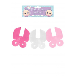 Kinderwagen-Dekorationsschleife Rosa, 2,6 m – Babyparty-Girlande