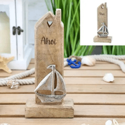 Kleine 'Ahoi' Hausstele, Maritime Deko, Höhe ca. 23 cm – Perfekt für Regale