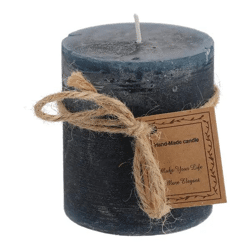 Kleine Blaue Gefrostete Stumpenkerze, Texturierter Stil, 7x8cm