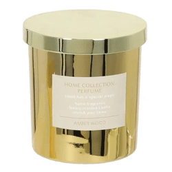 Kleine Duftkerze Amber Wood in Gold, Höhe ca. 10cm - Exquisites Aroma