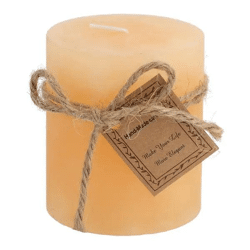 Kleine Gefrostete Stumpenkerze in Aprikose, Stilvolles Wohnaccessoire, 7x8 cm