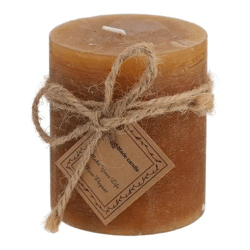 Kleine Gefrostete Stumpenkerze in Braun, Gemütliches Dekorelement, 7x8 cm