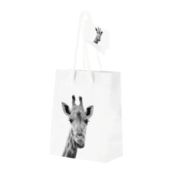 Kleine Geschenktüte mit Giraffenprint, Umweltfreundlich, ca. 14cm Hoch