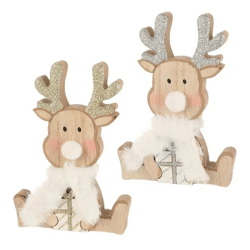 Kleine Hirschfiguren mit Schal, 2er-Set, 15cm Hoch - Niedliche Festtagsdekoration