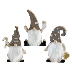 Kleine Holzwichtel, 17cm hoch, 3er-Set - Niedliche Dekofiguren