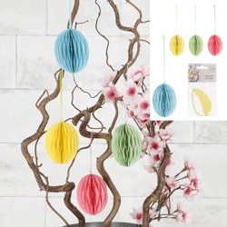 Kleine Honeycomb Osterei Hänger, 4er-Set, ca. 8cm Hoch