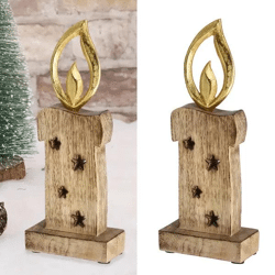 Kleine Kerze mit goldener Flamme auf dekorativem Sockel, 27cm Höhe – Ideal für elegante Dekoration