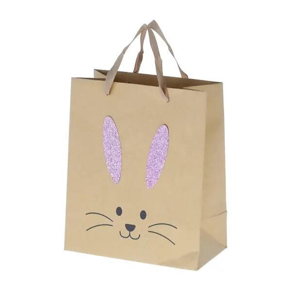 Kleine Kraftpapier Geschenktasche Hase, 3D-Design, ca. 24cm H&ouml;he, Oster-Geschenkt&uuml;te