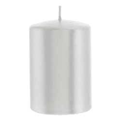Kleine Metallic Stumpenkerze in Silber, 10cm - Stilvolles Accessoire