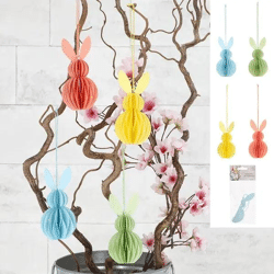 Kleine Osterhase Honeycomb Hänger, 4er-Set, 12cm Hoch