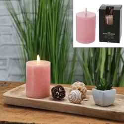 Kleine Rosa LED Kerze 'New Flame', Rost-Optik, 7,5x10cm - Gemütliche Vintage-Deko