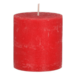 Kleine Rustikale Stumpenkerze in Rubinrot, 7x8cm - Charmantes Dekor