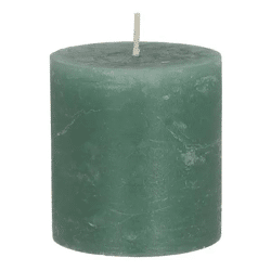 Kleine Rustikale Stumpenkerze in Schilfgrün, 7x8cm - Kompaktes Dekorelement