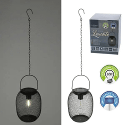 Kleine schwarze Netz-Solar-Hängeleuchte - LED, ca. 60cmH: Lösung für die Außenbeleuchtung