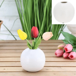 Kleine Vase aus Keramik, Mattweiß, 10x10x9cm - Modernes Wohnaccessoire