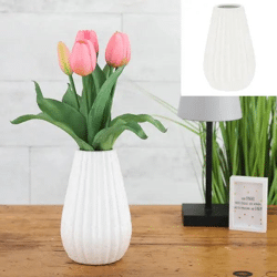 Kleine Weiße Keramikvase 15cm – Konisches Design 1, Stilvolles Dekor