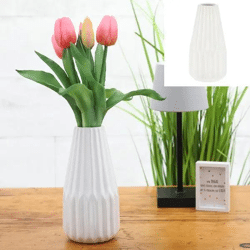 Kleine Weiße Keramikvase Konisch 17cm – Modernes Design 2