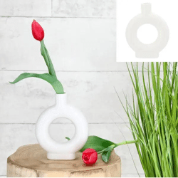 Kleine Weiße Keramikvase, Rund, 15cm Hoch, Stilvolle Tischdeko