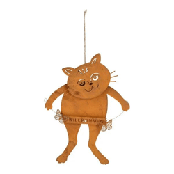 Kleiner 3D-Willkommenshänger Katze, rostig, 20x24cm – Rustikale Dekoration für Zuhause