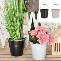 Kleiner Basic-Eimer mit Holzgriff, 2er-Set, ca. 16cm Durchmesser – Kompakter Metalleimer