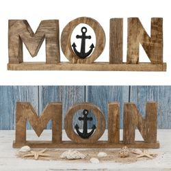 Kleiner Deko-Schriftzug 'MOIN', Mango-Farben, Breite ca. 38 cm – Stilvoll