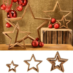 Kleiner Deko-Stern aus Mangoholz, 2er Set, Standmodell, Rustikal