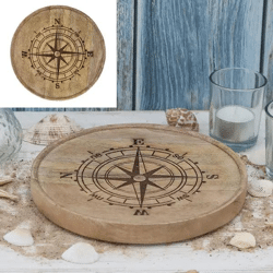 Kleiner Deko-Teller mit Windrosen-Design, Mango-Farbe, Ø 20 cm – Maritimes Dekor
