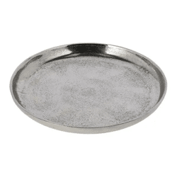 Kleiner Dekoteller aus Aluminium, Silberfarben, Durchmesser ca. 20cm