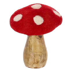 Kleiner Fliegenpilz aus Mangoholz, 11cm - Entzückendes Tischdekor