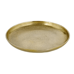 Kleiner Goldener Aluminium-Dekoteller, Durchmesser 20cm - Elegantes Tisch-Accessoire