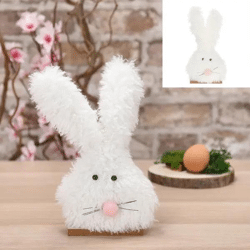 Kleiner Hase auf Holzsockel, ca. 23cm Hoch - Zierliche Dekofigur